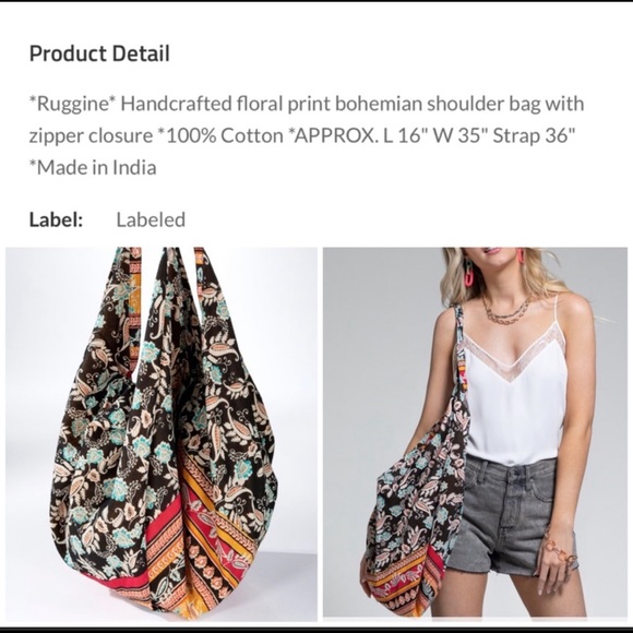 NWT- Handcrafted Slouchy Boho Bag “1968” - Picture 7 of 7